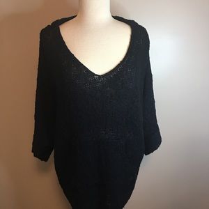 Easel Black Oversized Chunky Burnout Sweater S/M